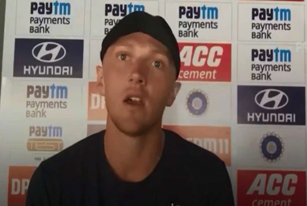 Advertising board falls on England Dominic Bess head during an interview,video