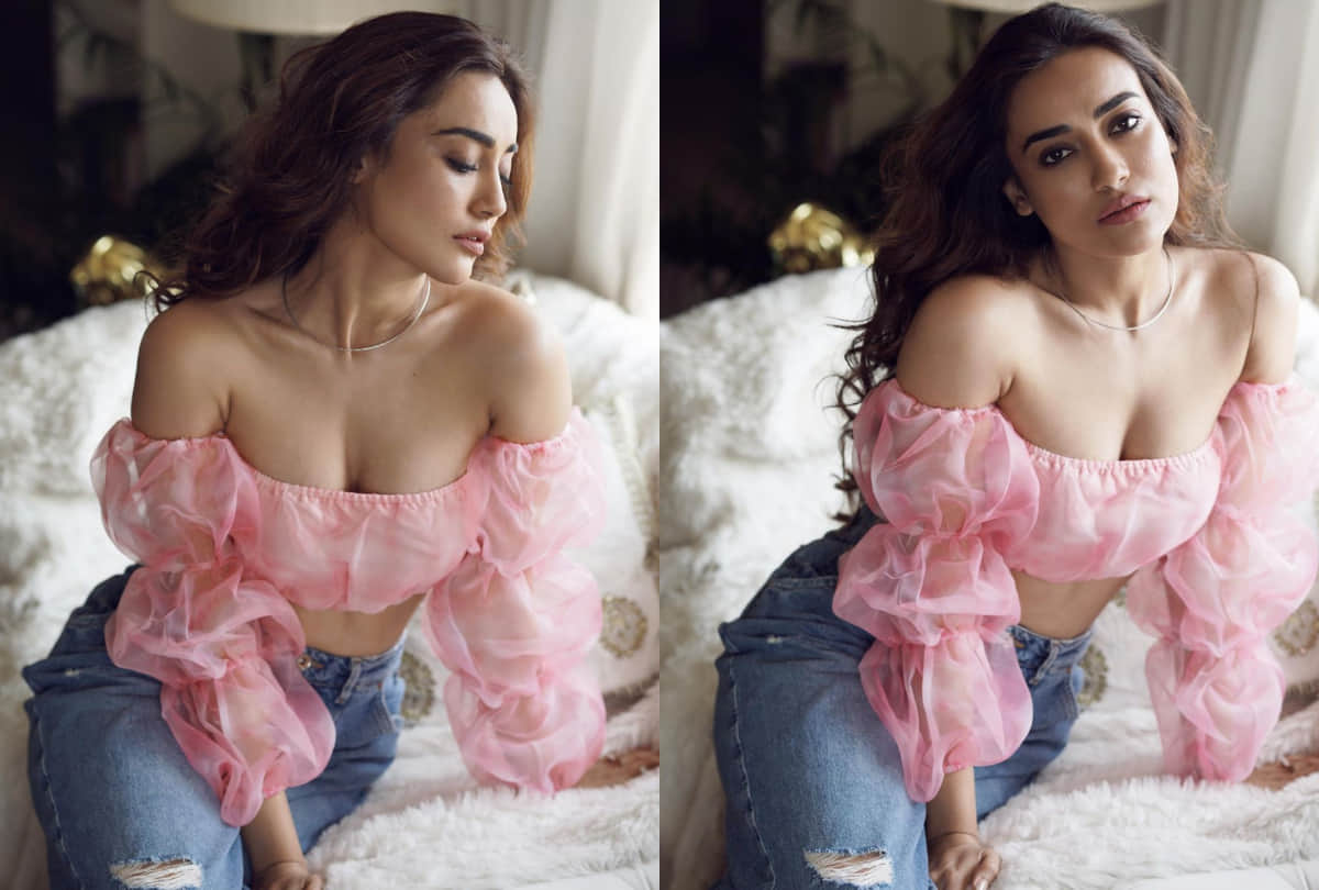 surbhi jyoti tease fans on low neckline pink top looks breathtakingly gorgeous