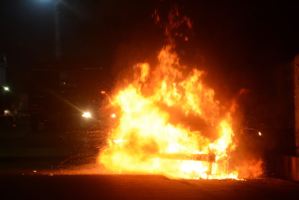 fire in car
