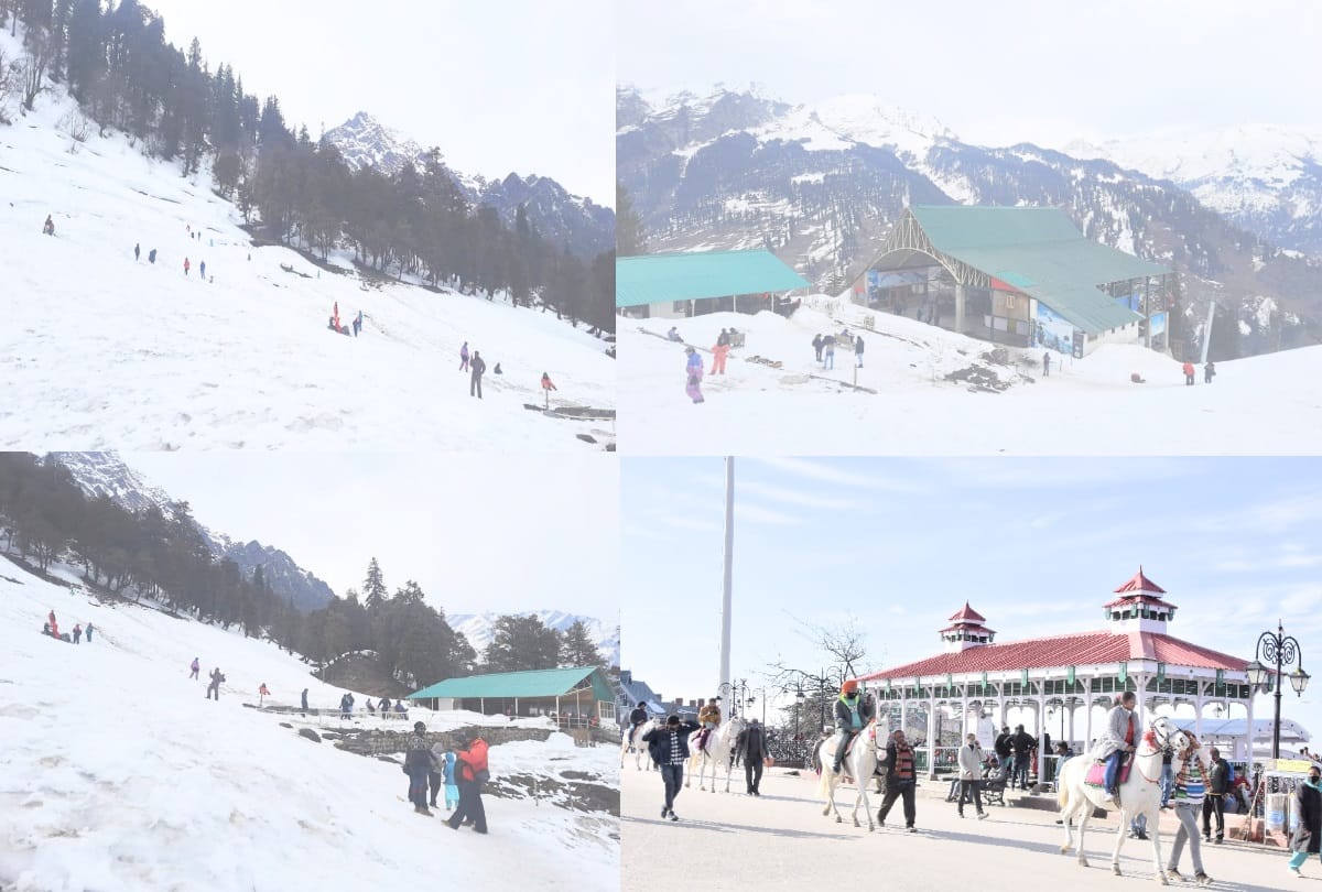 Himachal news: tourists reach Fatru to see snow, enjoy skiing and snow scooter in Solanganala