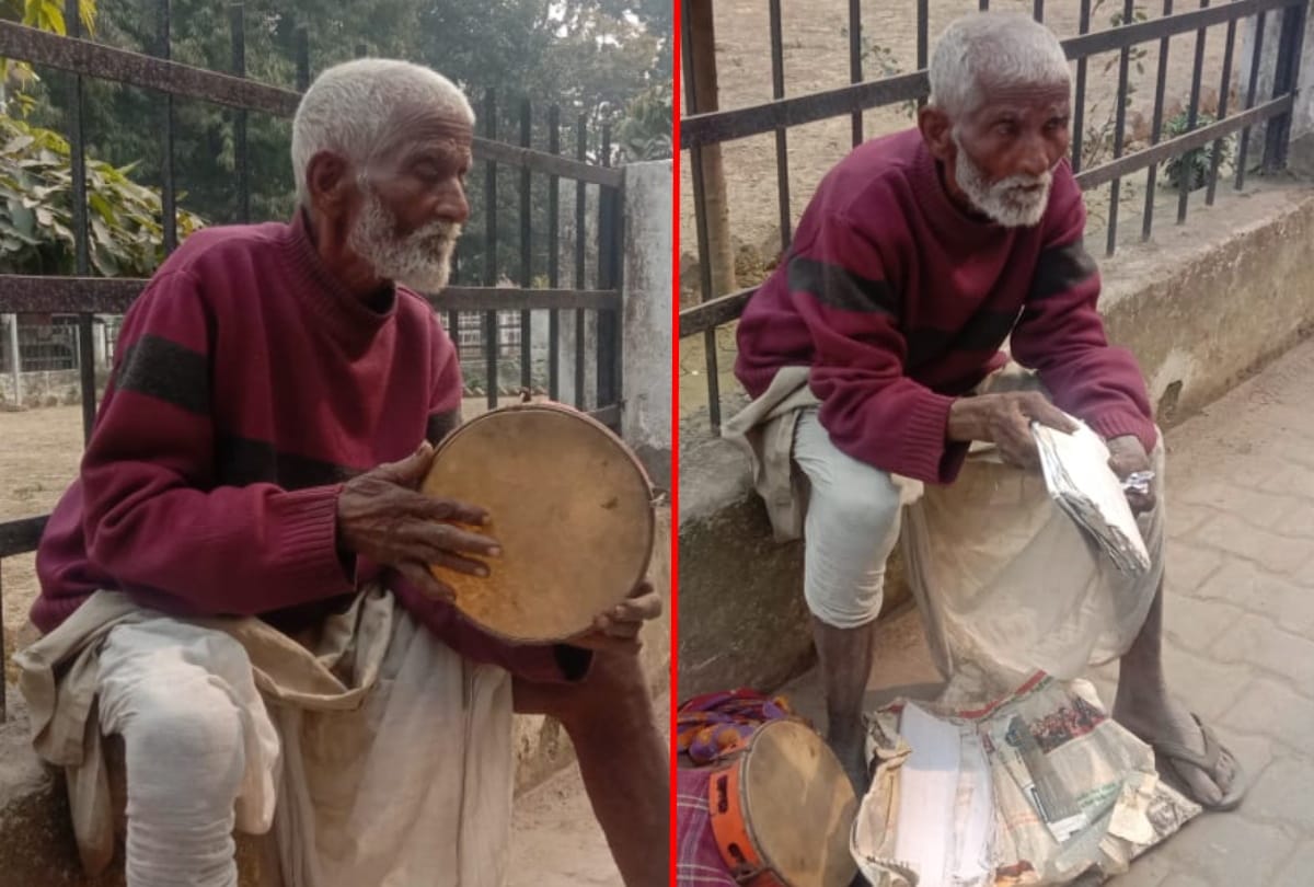 80 year old man recites our story by playing palms in deoria
