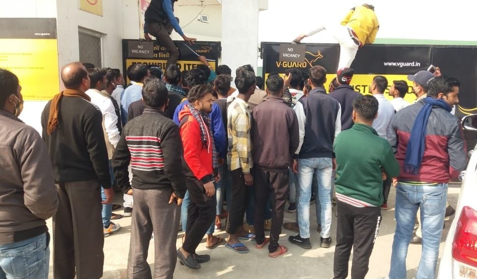 Uproar for villagers outside the factory for jobs