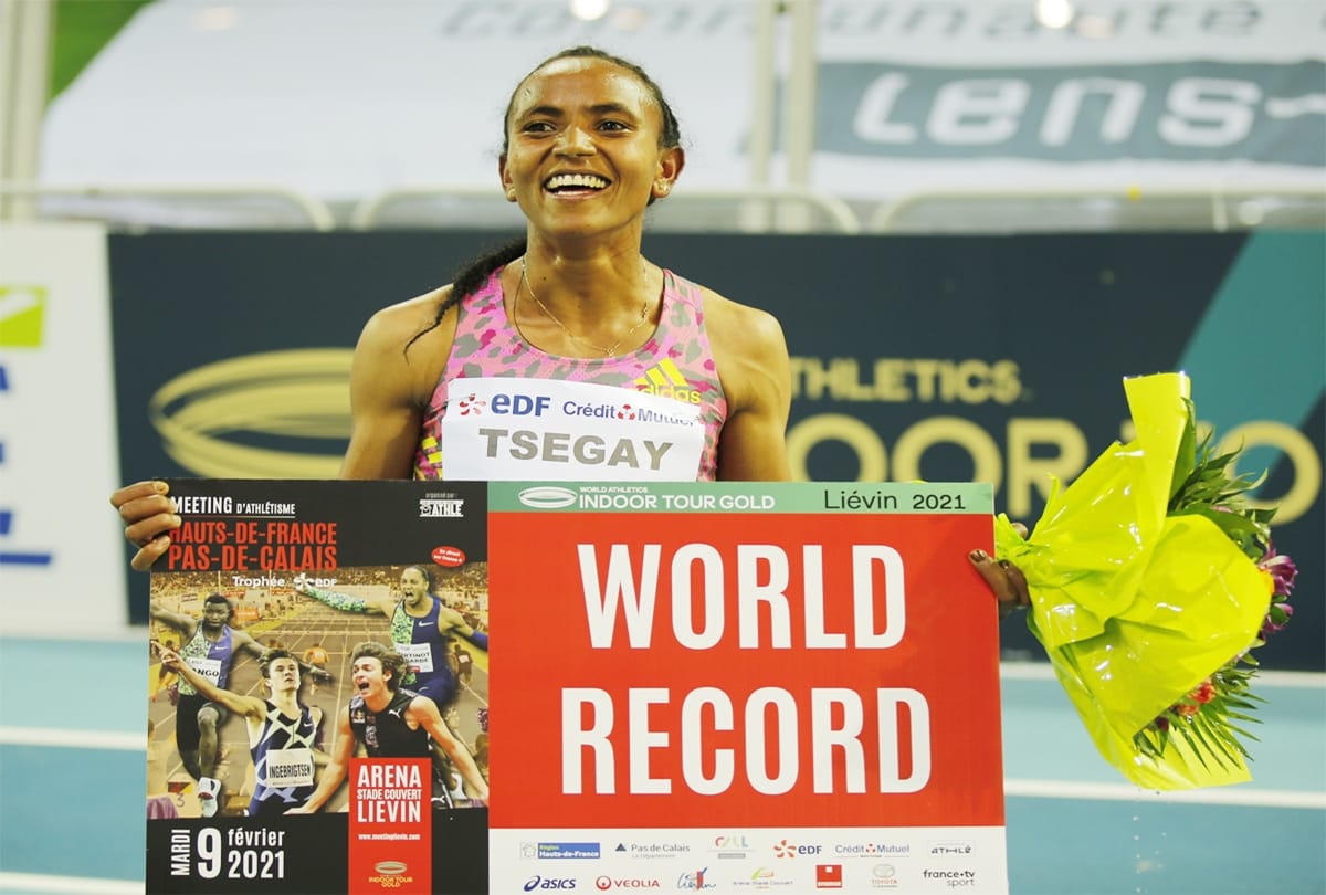 New world record in the indoor 1500m for Gudaf Tsegay