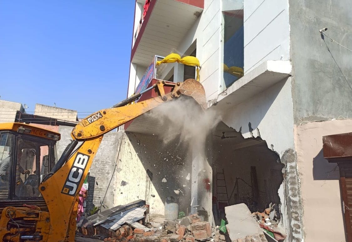 Bulldozer on 14 illegal constructions in dharma colony