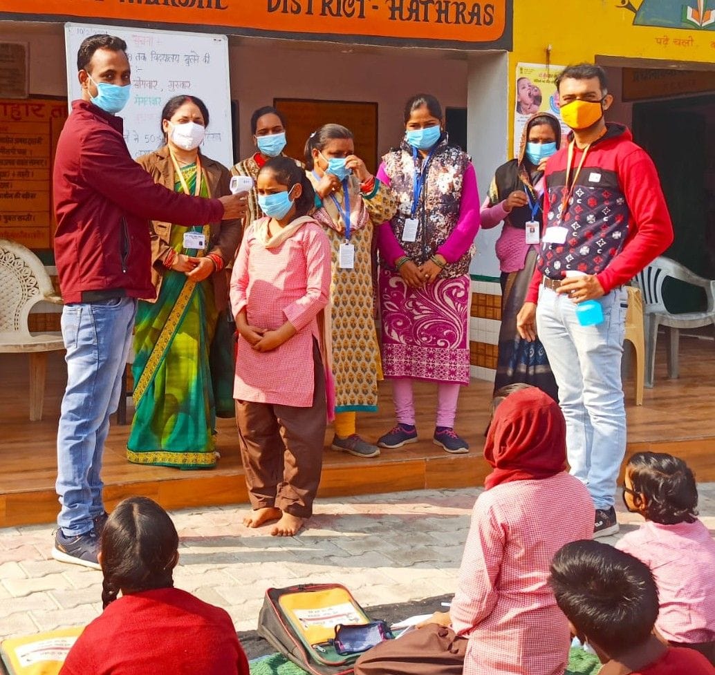 Hathras: Children reached school blossoming on first day