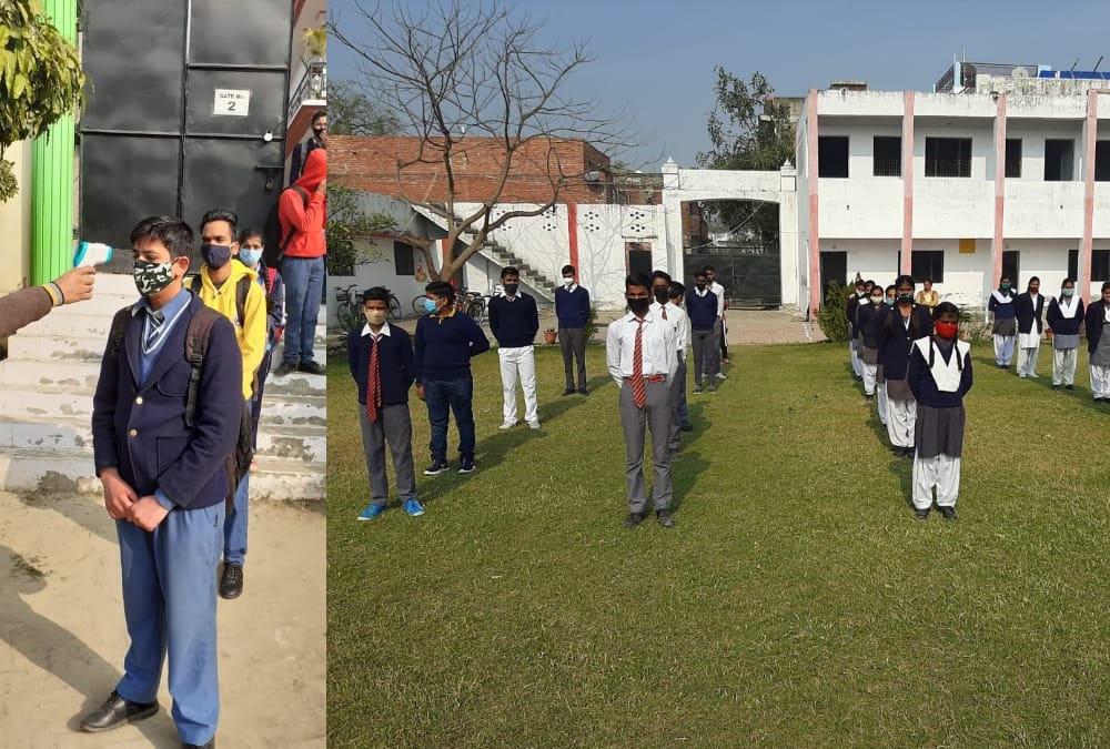 Children back to school after a 11 months in Uttar Pradesh.