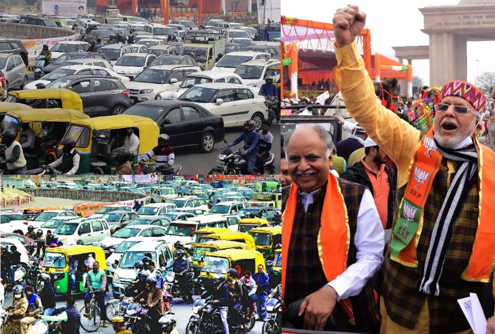 Traffic jam on office time in Lucknow by ministers.