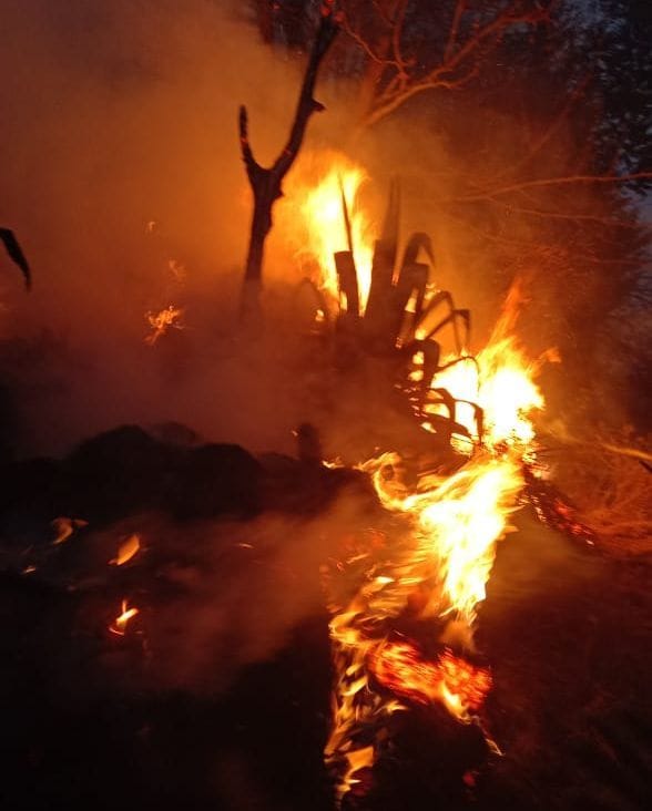A fire broke out in the shilling village of Janakande and burnt the ravines of the grass