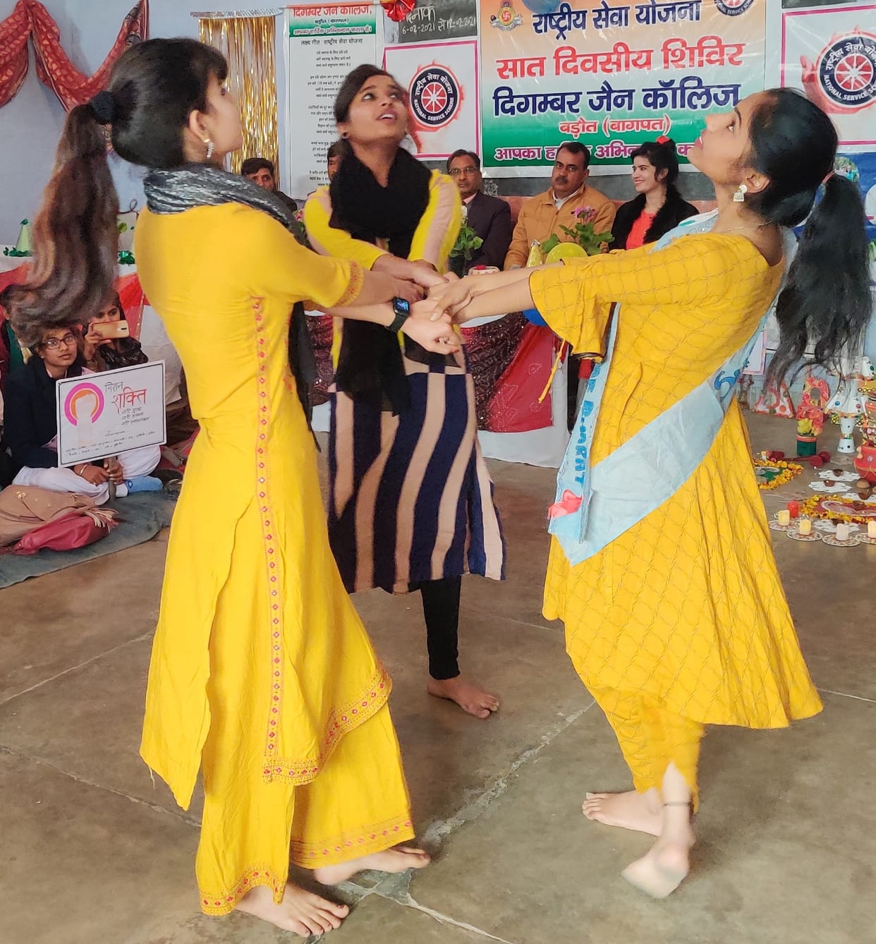 Girl students were charmed by dance performances