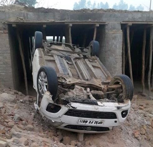 Uncontrolled car falls into ravine, driver injured