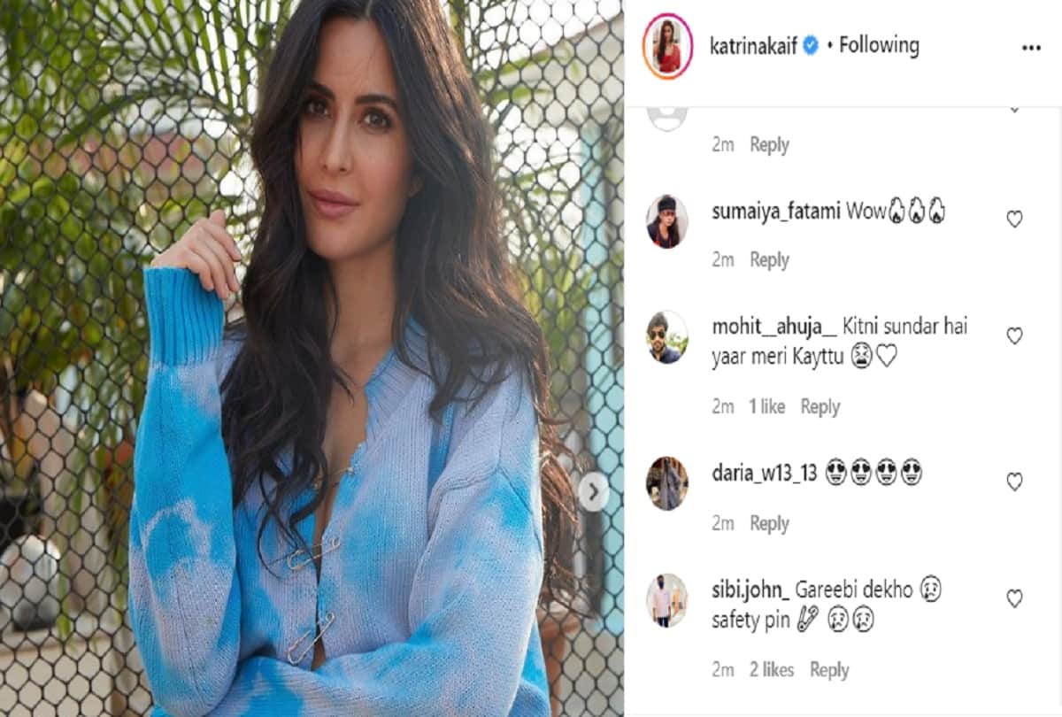 katrina kaif wear tie and dye sweater use safety pin for pin up