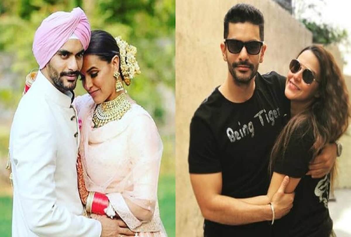 Neha Dhupia and Angad Bedi celebrate hird anniversary away from each other, actor shares post