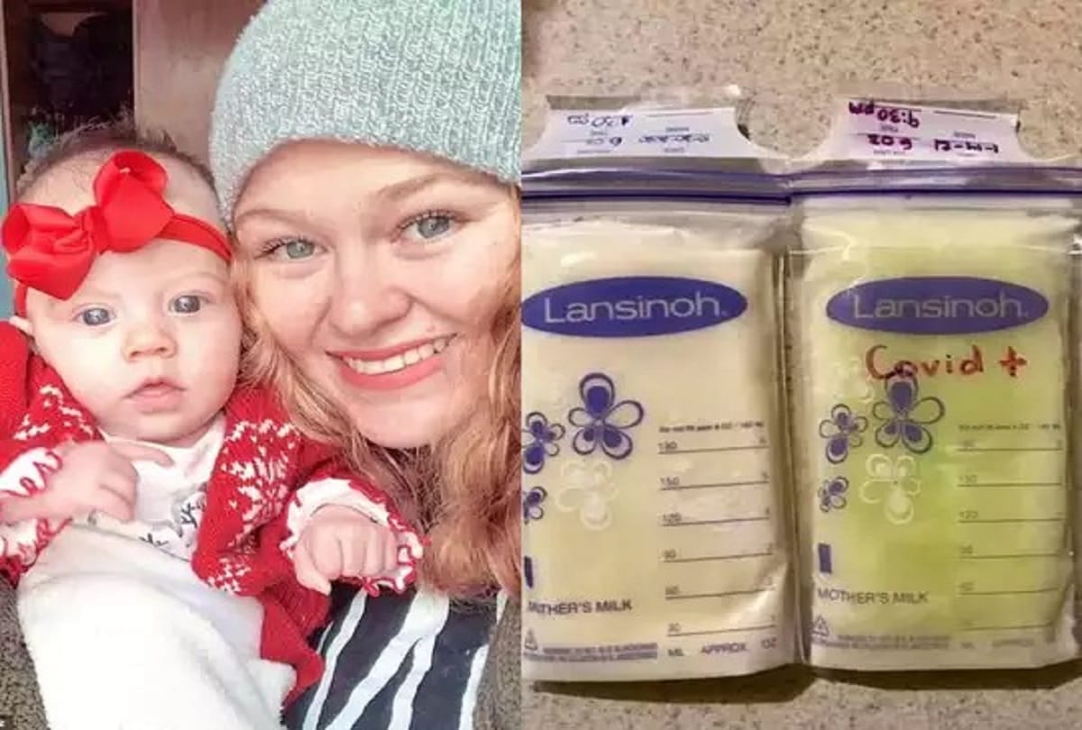 a woman who is covid 19 positive her milk turn into green color due to her girl child is also positive