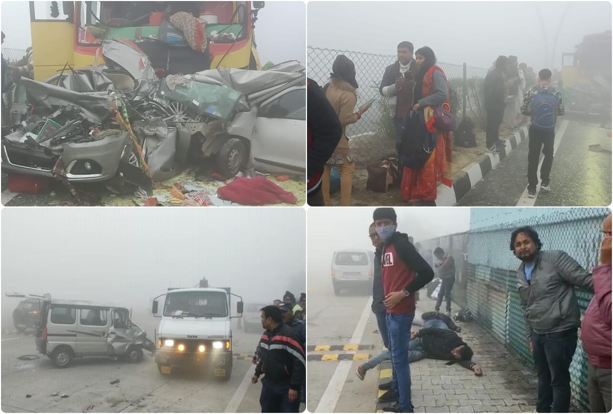 Vehicles Collide On Yamuna Expressway Due To Dense Fog In Mathura