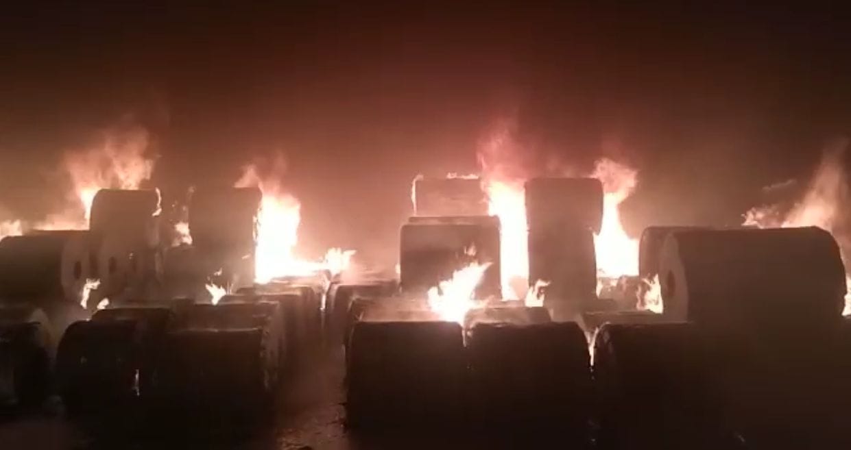 fire in polyster factory