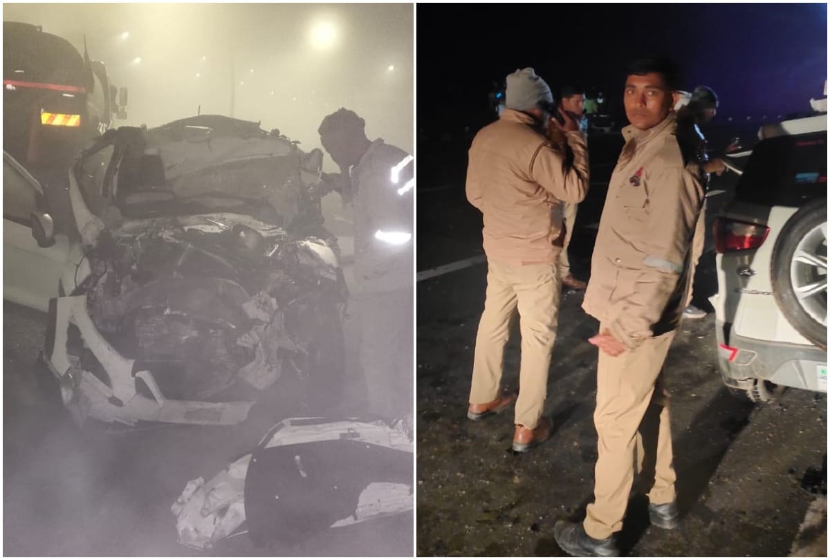 Big road accident in Kannauj car collided with truck in uttar pradesh news in hindi