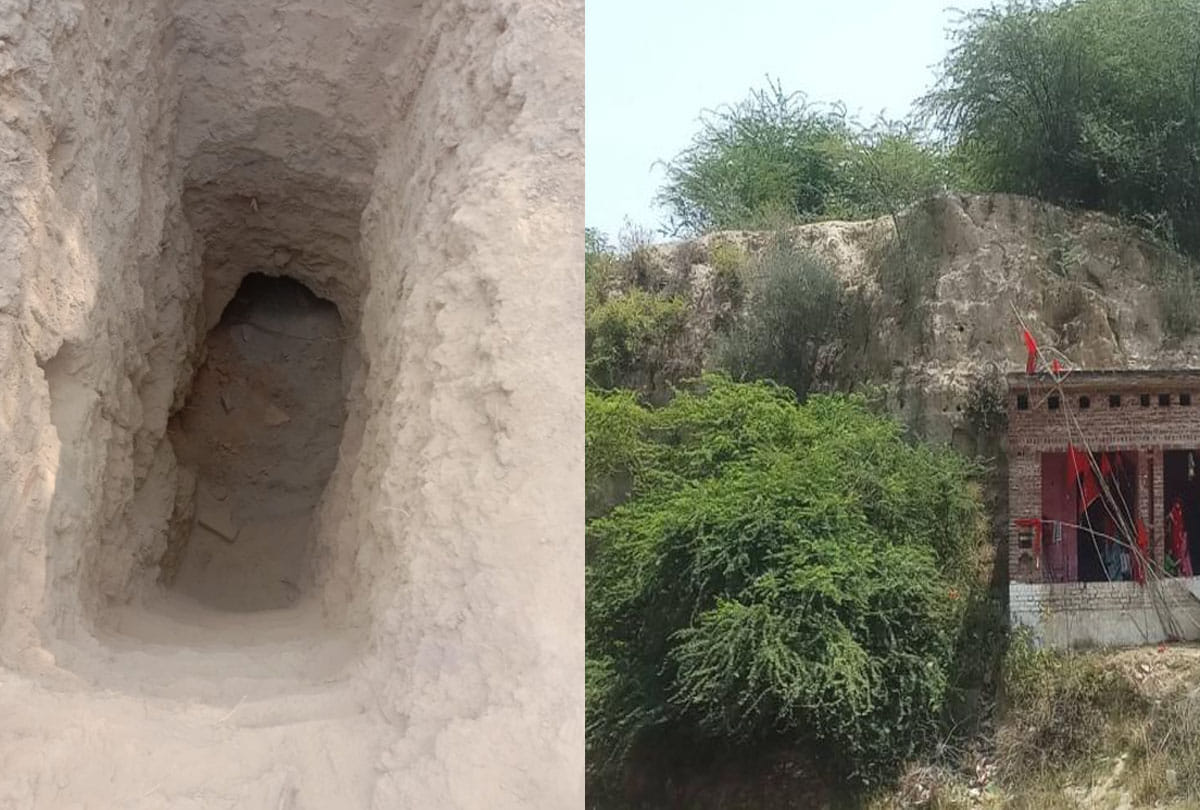 Excavation of ancient mound in the greed of treasure overnight