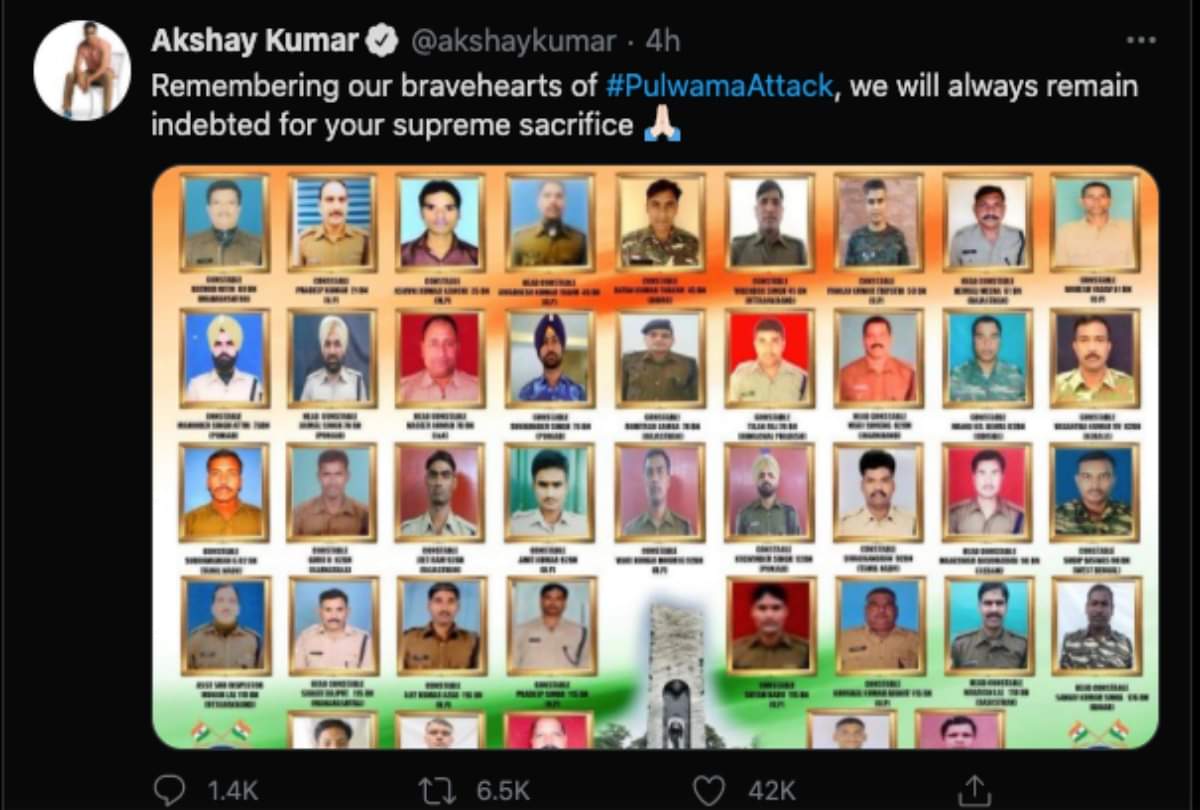 Akshay kumar to Anupam kher pay tribute to soldiers who were martyred in Pulwama attack