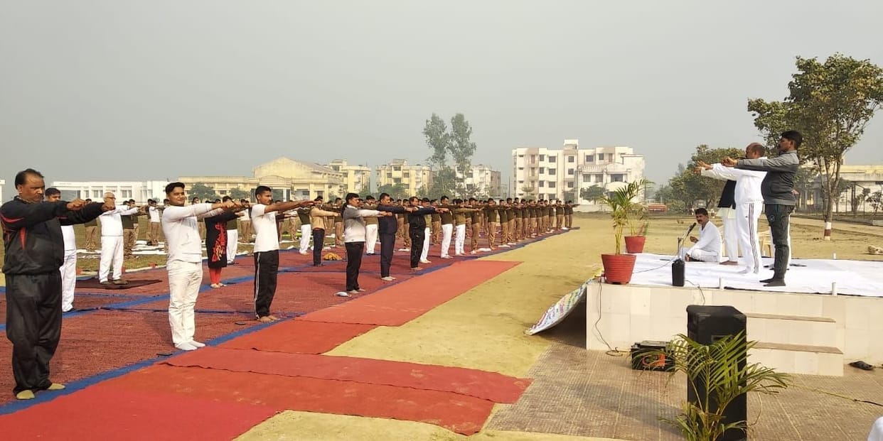 Police officers practiced in the camp