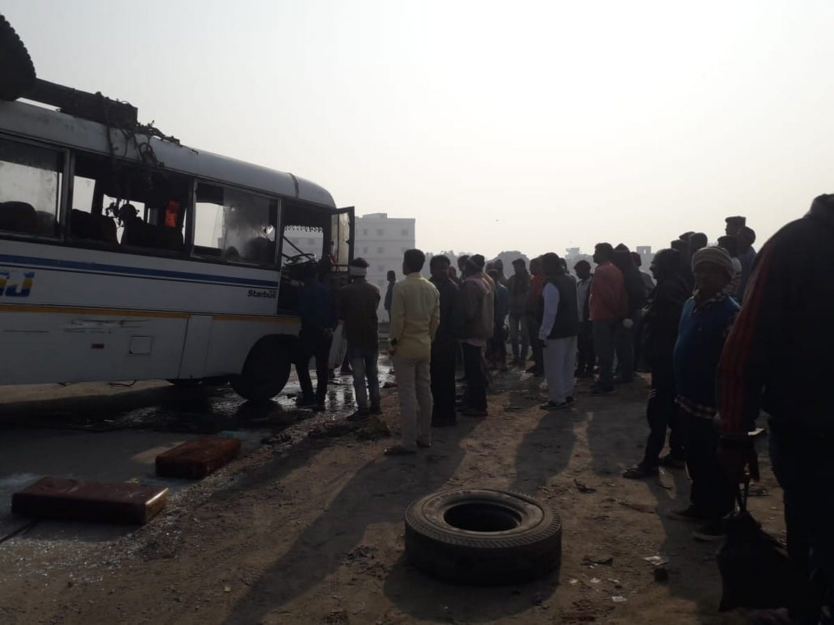 Bus collided with truck in Palanpur, three including driver killed, 30 injured