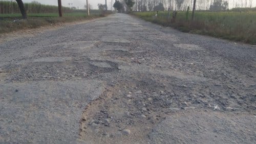 It was difficult to walk on the rough road