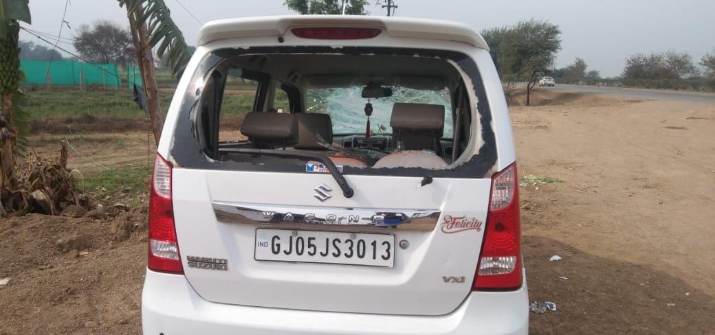 A drunk driver's ruckus broke the glass of the car