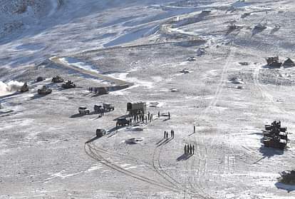Indian Chinese troops and tanks disengaging from the banks of Pangong lake area in Eastern Ladakh