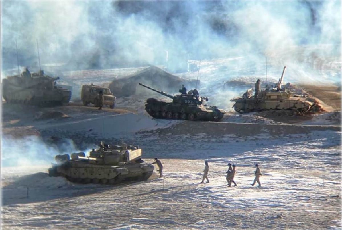 Indian Chinese troops and tanks disengaging from the banks of Pangong lake area in Eastern Ladakh