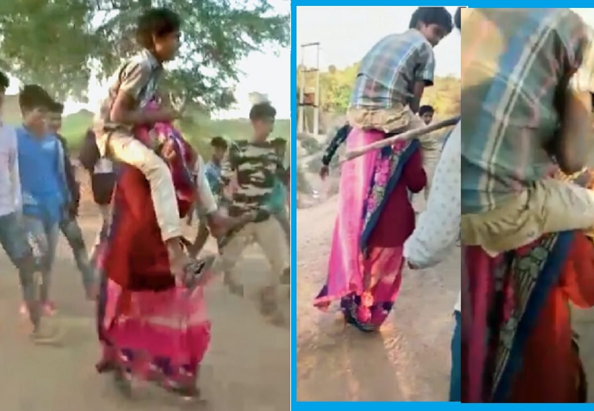 Madhya Pradesh Sitting the boy on the shoulder of the pregnant   lady around three km misbehave police arrested