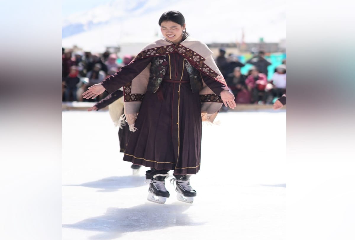 girl performed dance in ice hockey stadium kaza himachal pradesh