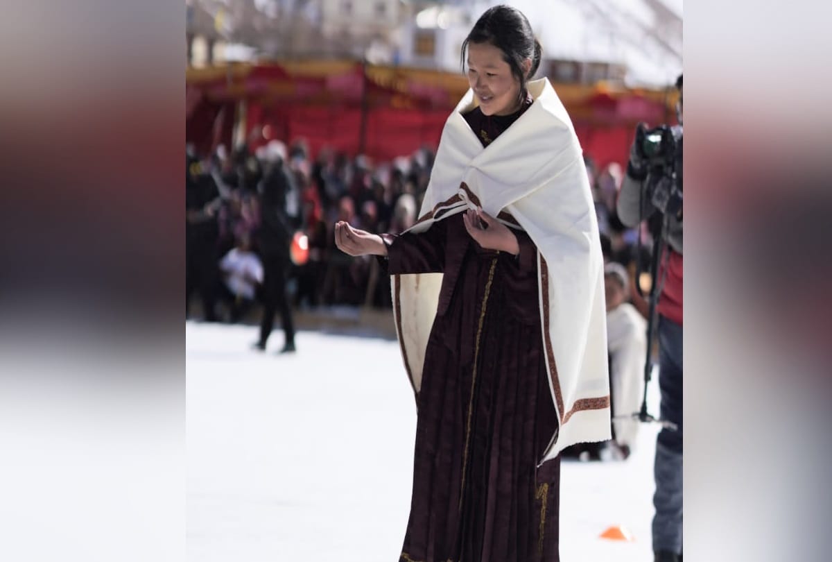 girl performed dance in ice hockey stadium kaza himachal pradesh