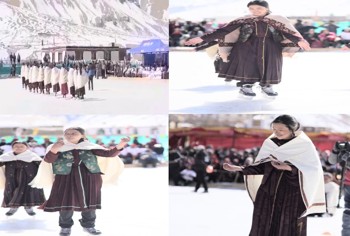 girl performed dance in ice hockey stadium kaza himachal pradesh