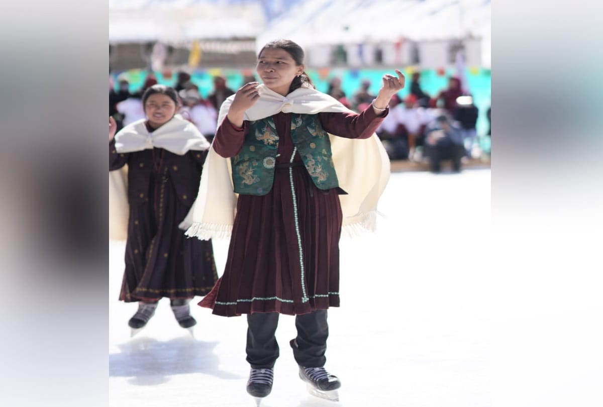 girl performed dance in ice hockey stadium kaza himachal pradesh