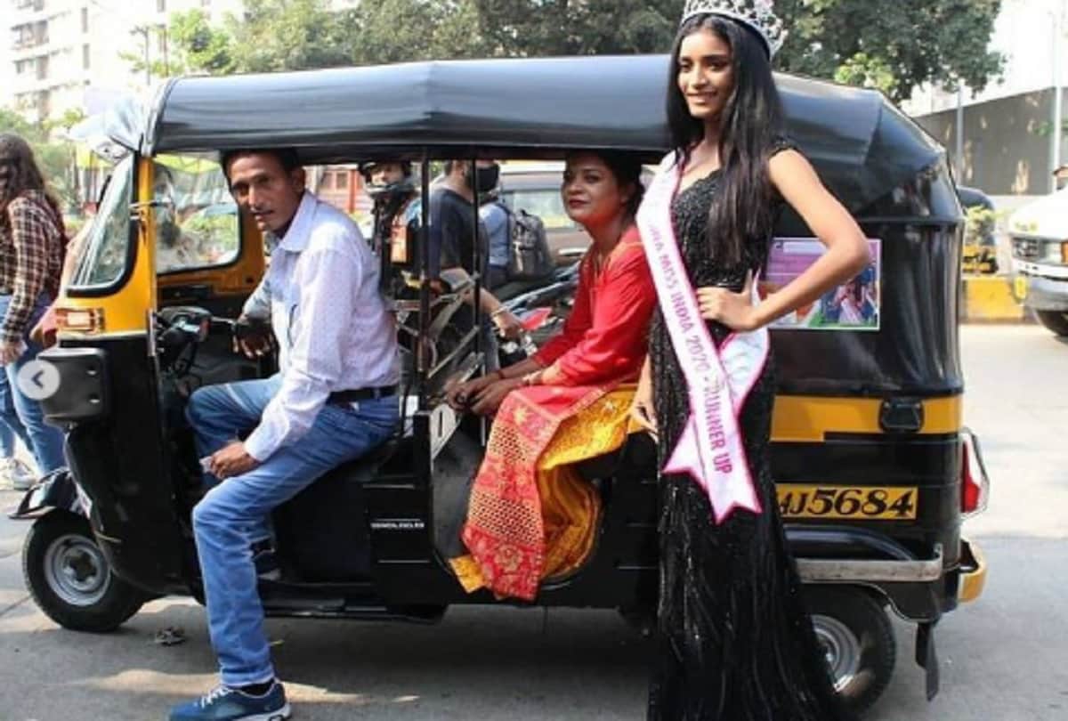 Miss India Runner up Manya Singh reaches in a program by fathers auto rickshaw
