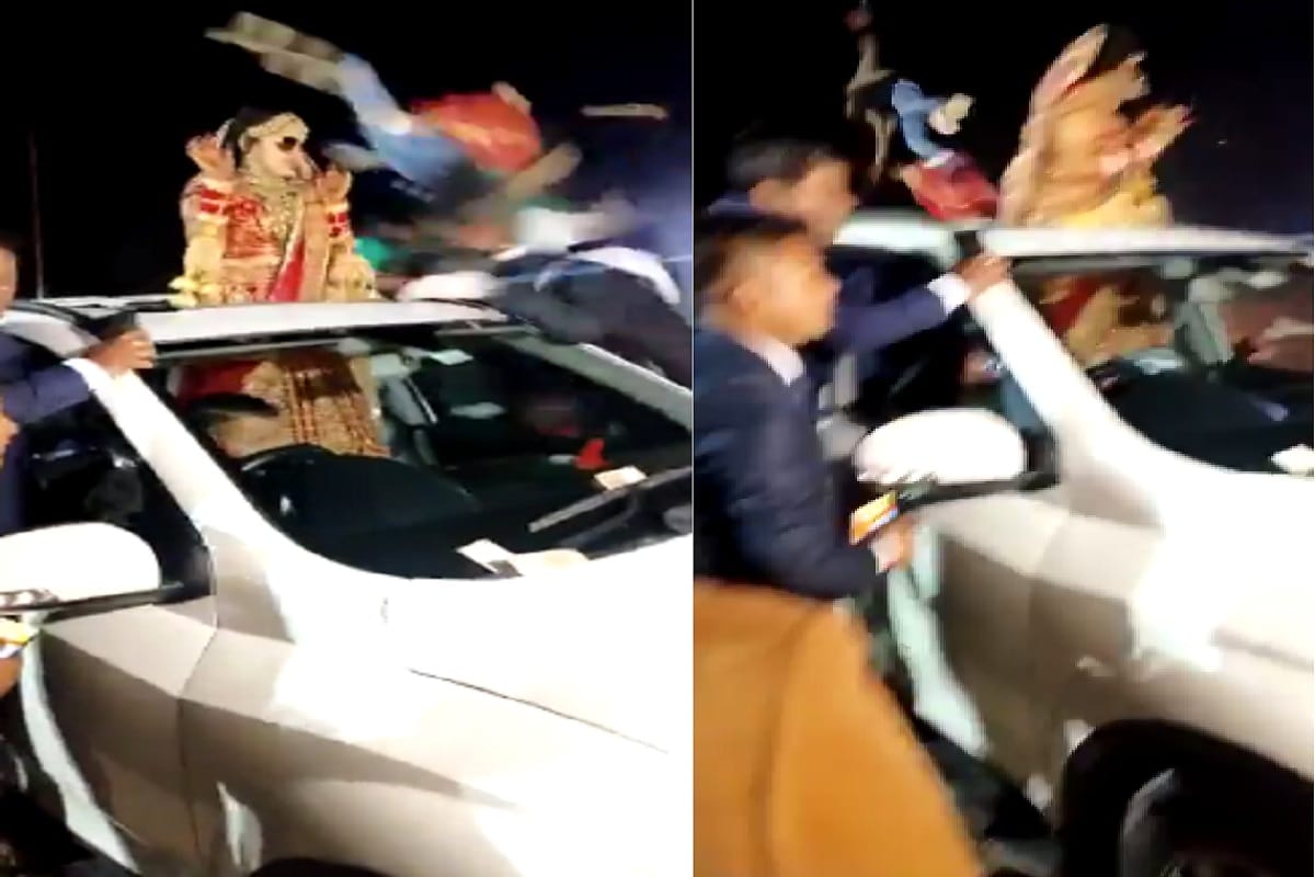 Big accident on highway during dancing of a bride in an opening car at Muzaffarnagar and see photos