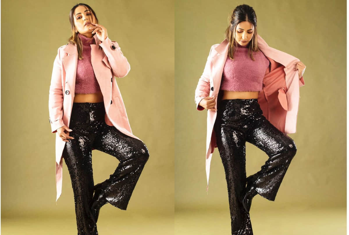 Hina khan latest photoshoot in pixels coat with short dress raises the temperature of the internet