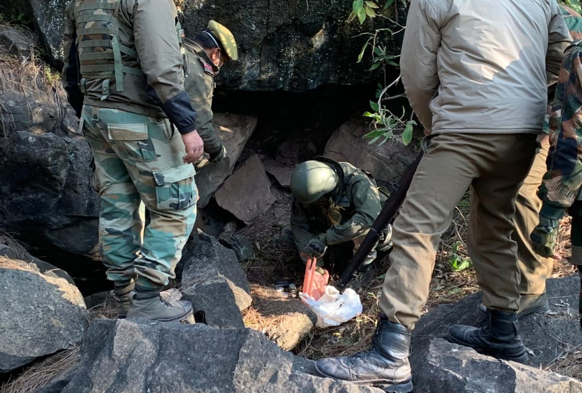 Huge cache of Weapons recovered in Makkhidhar forest of Reasi District by Indian Army and JKP Mahore