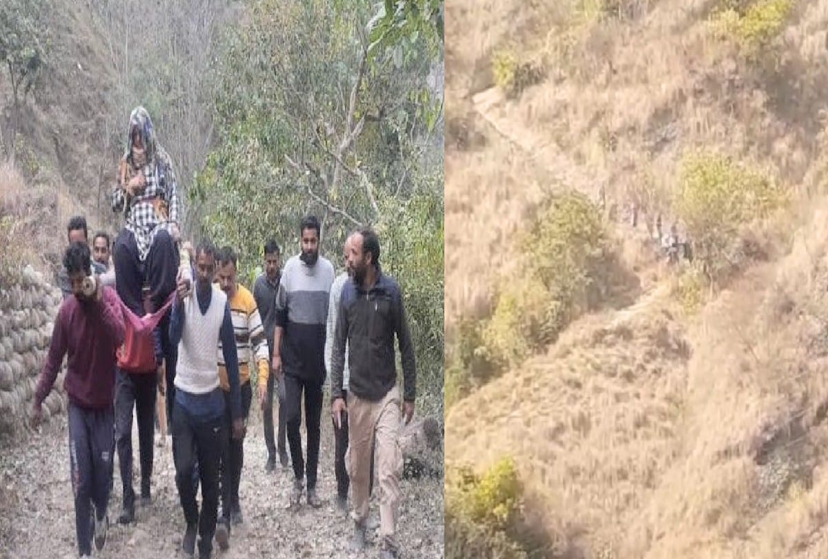 injured woman carried on sedan for three km in mandi himachal due unavailability of road