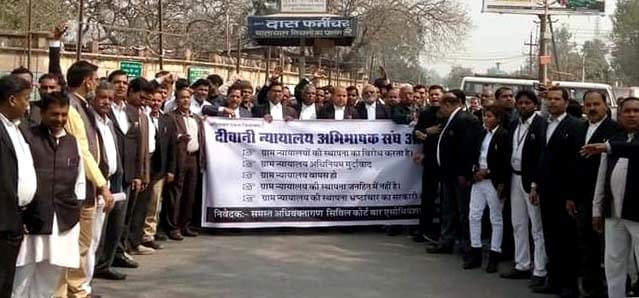 Lawyers jammed the village court