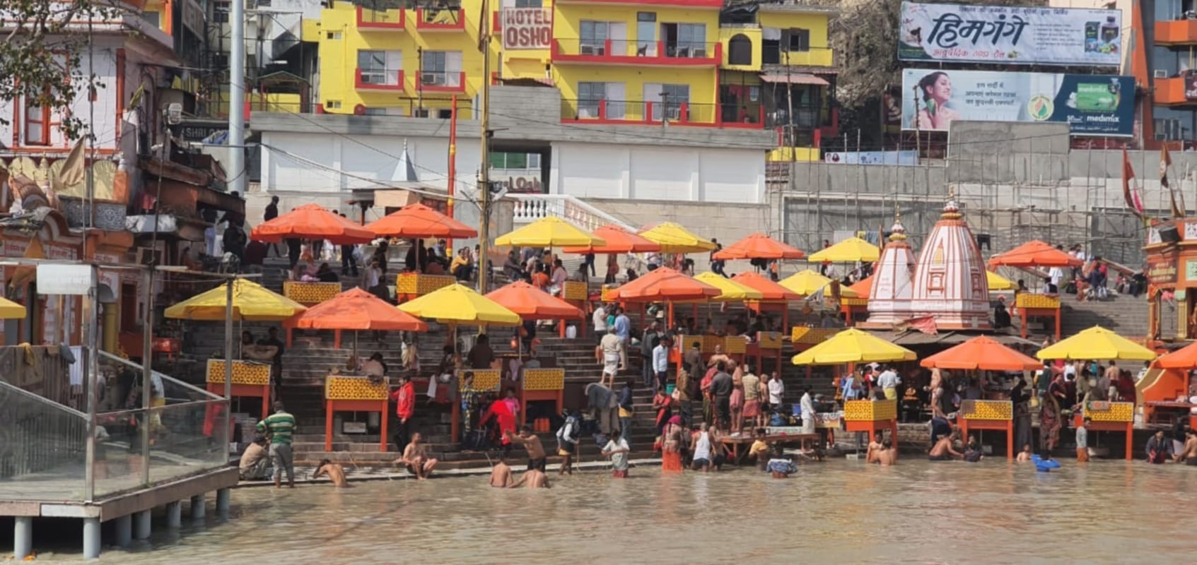 Haridwar kumbh 2021 news : Toilets provided in front of religious paintings wall