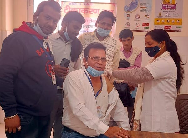 307 workers were vaccinated at seven booths