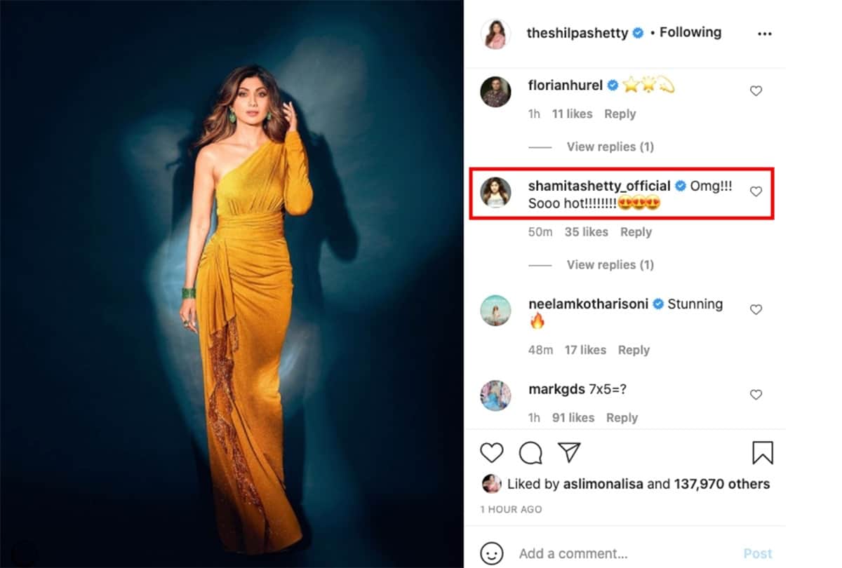 Shilpa Shetty shared her glamorous photo on instagram see how shamita shetty reacted