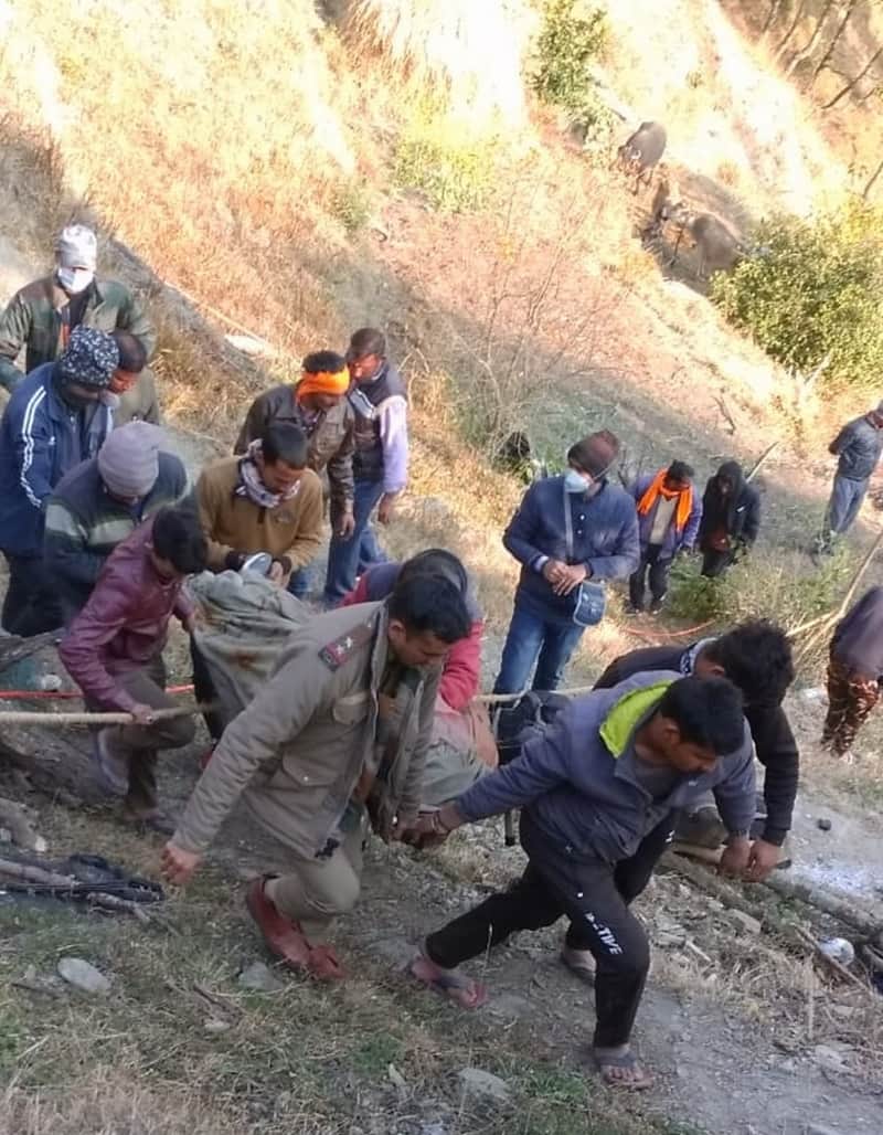 uttarakhand news : father died in accident during son marriage card distribution, two died many injured watch photos