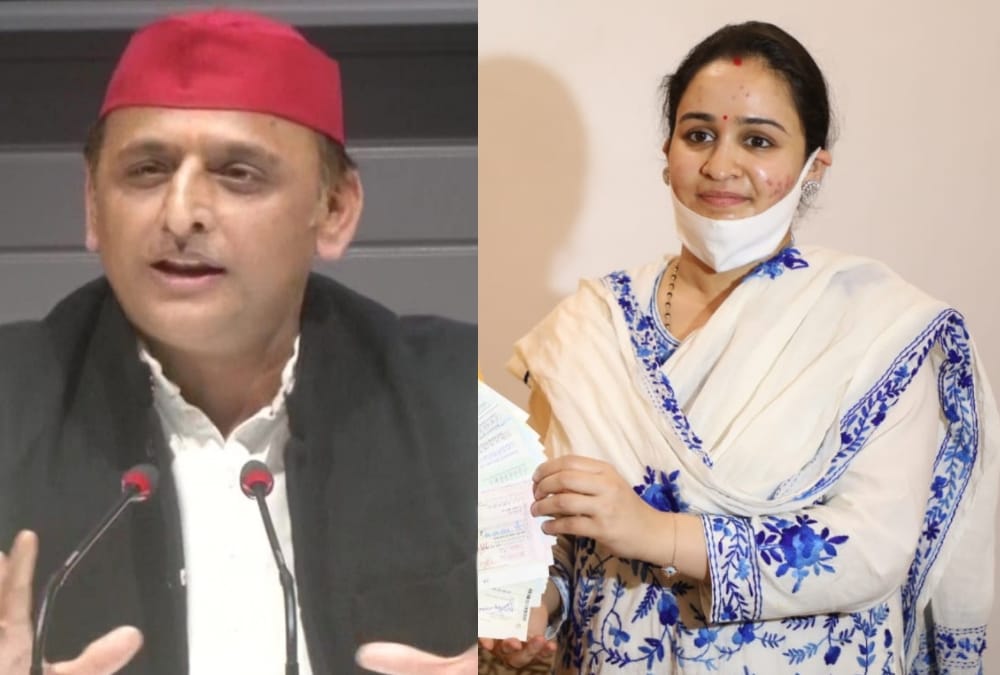 Akhilesh Yadav addressed media people on his party office.