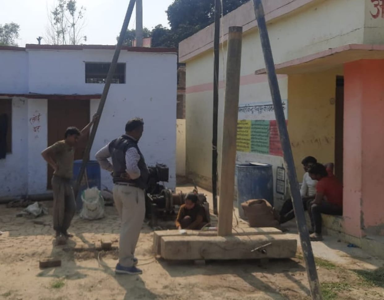 Hand pump rebore stopped due to non-payment