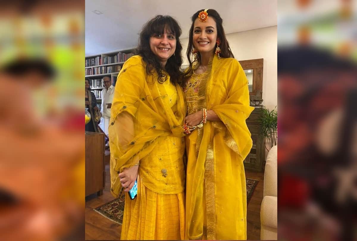 Dia mirza is looking gorgeous in yellow bridal look see her mehandi ceremony unseen photos