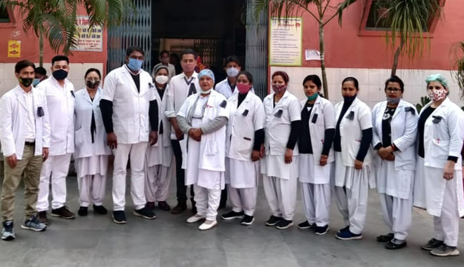 Nurses protest against the black band