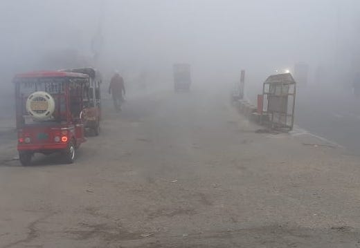 Dense fog enveloped from morning to afternoon