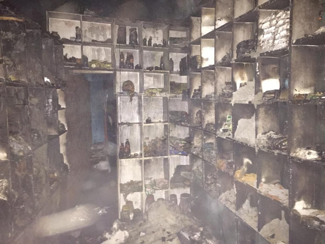 fire on grocesorry shop