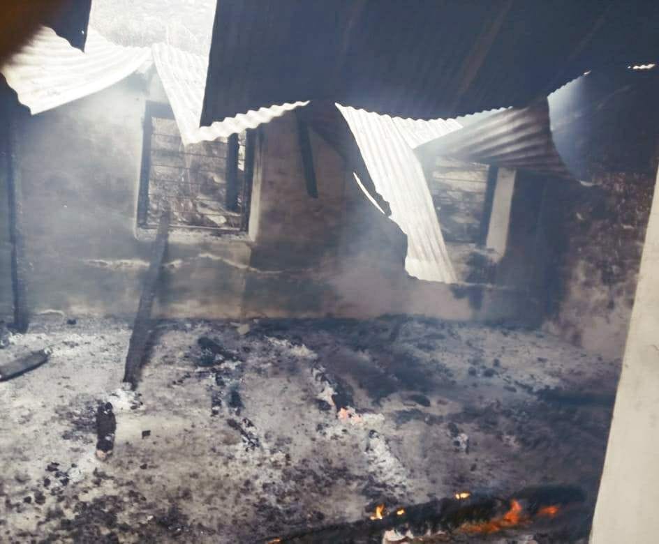 School building ashes from forest fire